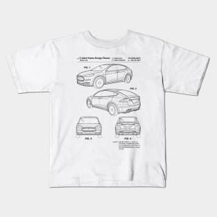 Tesla Model X Patent Black Kids T-Shirt